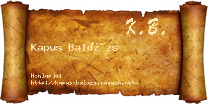 Kapus Balázs névjegykártya
